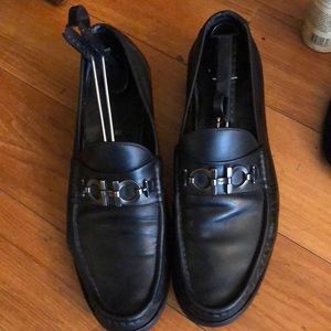 Salvatore Ferragamo black leather loafers
